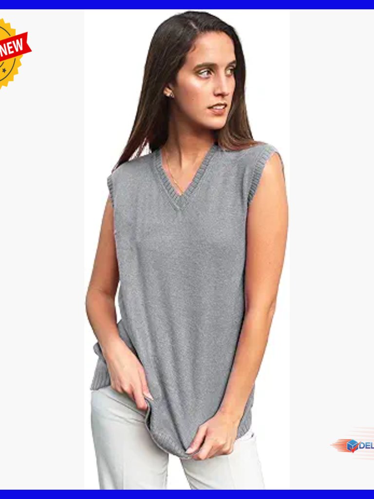 Women's Alpaca Wool V-Neck Sweater Vest Soft Knitted Pullover Sizes S-2xl